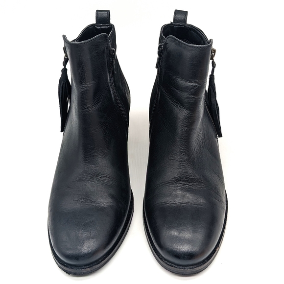 Crevo Autumn Black Leather Ankle Boots With Tassel Zipper Women's Size 8.5 - Picture 2 of 7